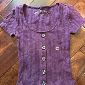 Aeropostale Seriously Soft Purple Button-Up Tee